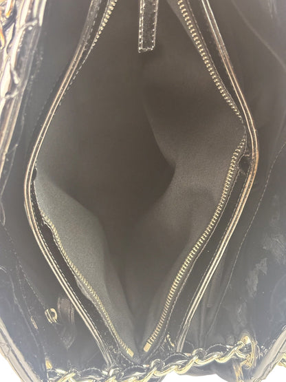 Chanel Large Black Patent Leather Mademoiselle Bowling Bag 2011-12