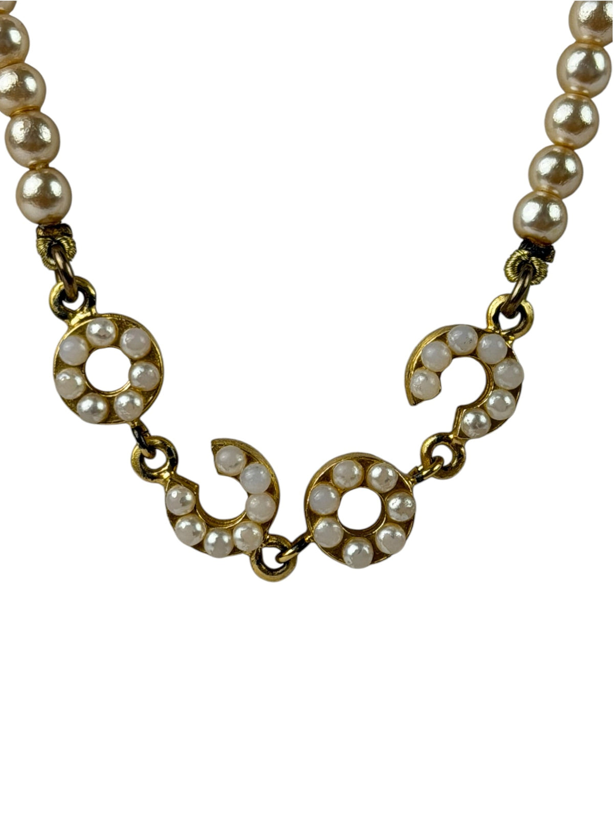 Chanel Vintage Coco Pearl/CC Pendant Necklace