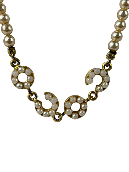 Chanel Vintage Coco Pearl/CC Pendant Necklace