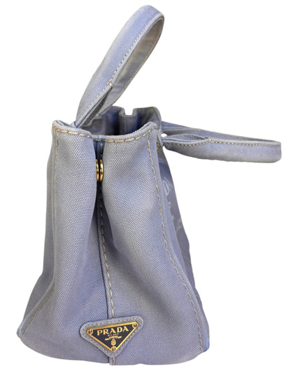 Prada Light Blue Canapa Canvas Two-Way Tote