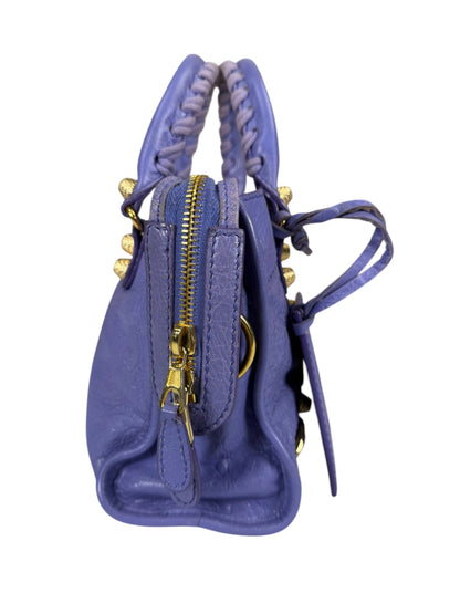 Balenciaga Purple Lambskin Moto City Two-Way Bag