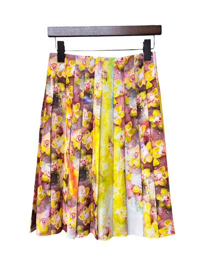 Prada Pleated Floral Long Skirt