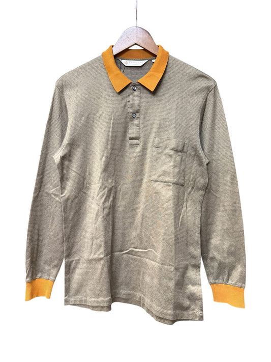 Vintage Christian Dior Sport Olive Micro-Houndstooth Polo Long Sleeve