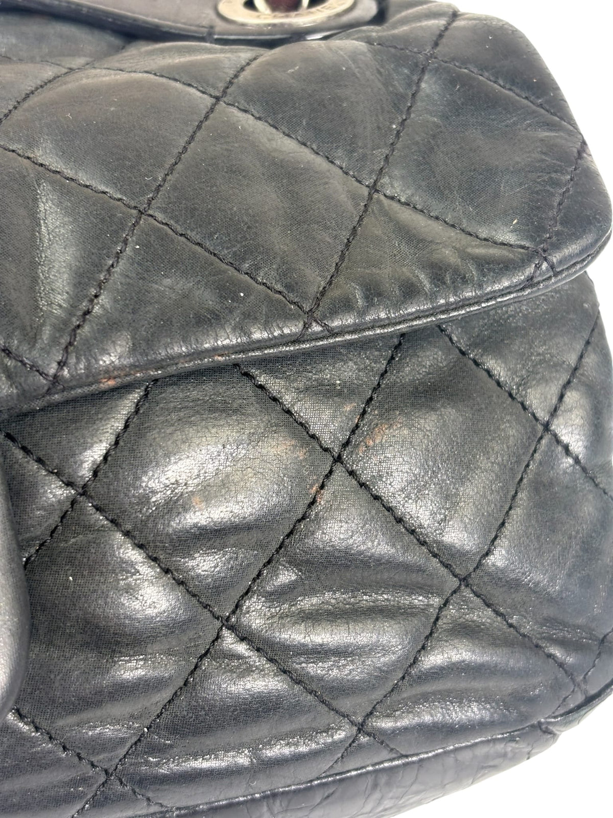 Chanel Black/Grey Quilted Calfskin Matelassè Iridescent Flap Bag 2009
