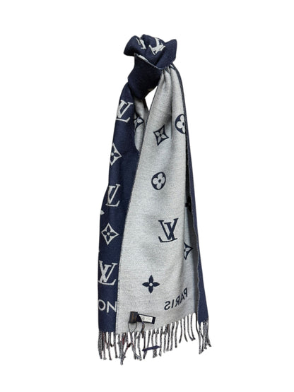 Louis Vuitton Blue Reykjavik All About Monogram Wool Scarf
