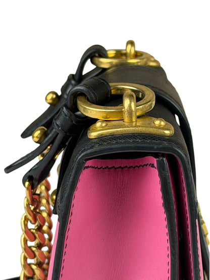 Prada Pink/Black Saffiano Leather Trim Small Cahier Crossbody Bag