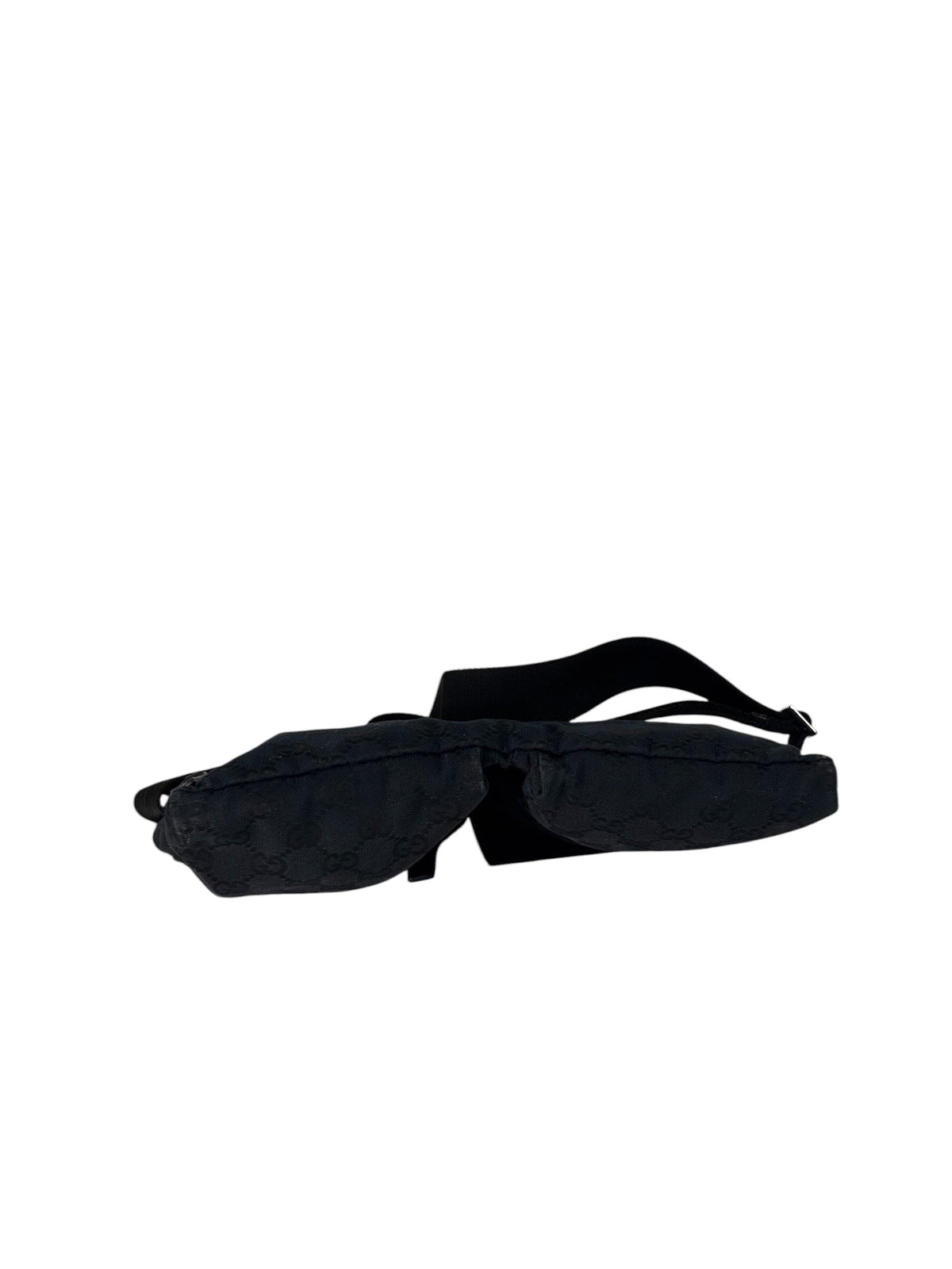 Gucci Black Leather Trim GG Double Pocket Bel Bag