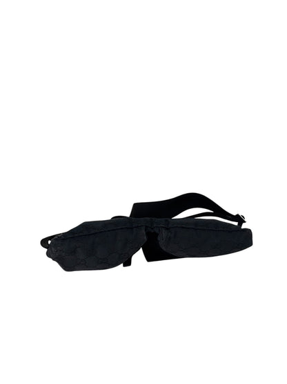 Gucci Black Leather Trim GG Double Pocket Bel Bag