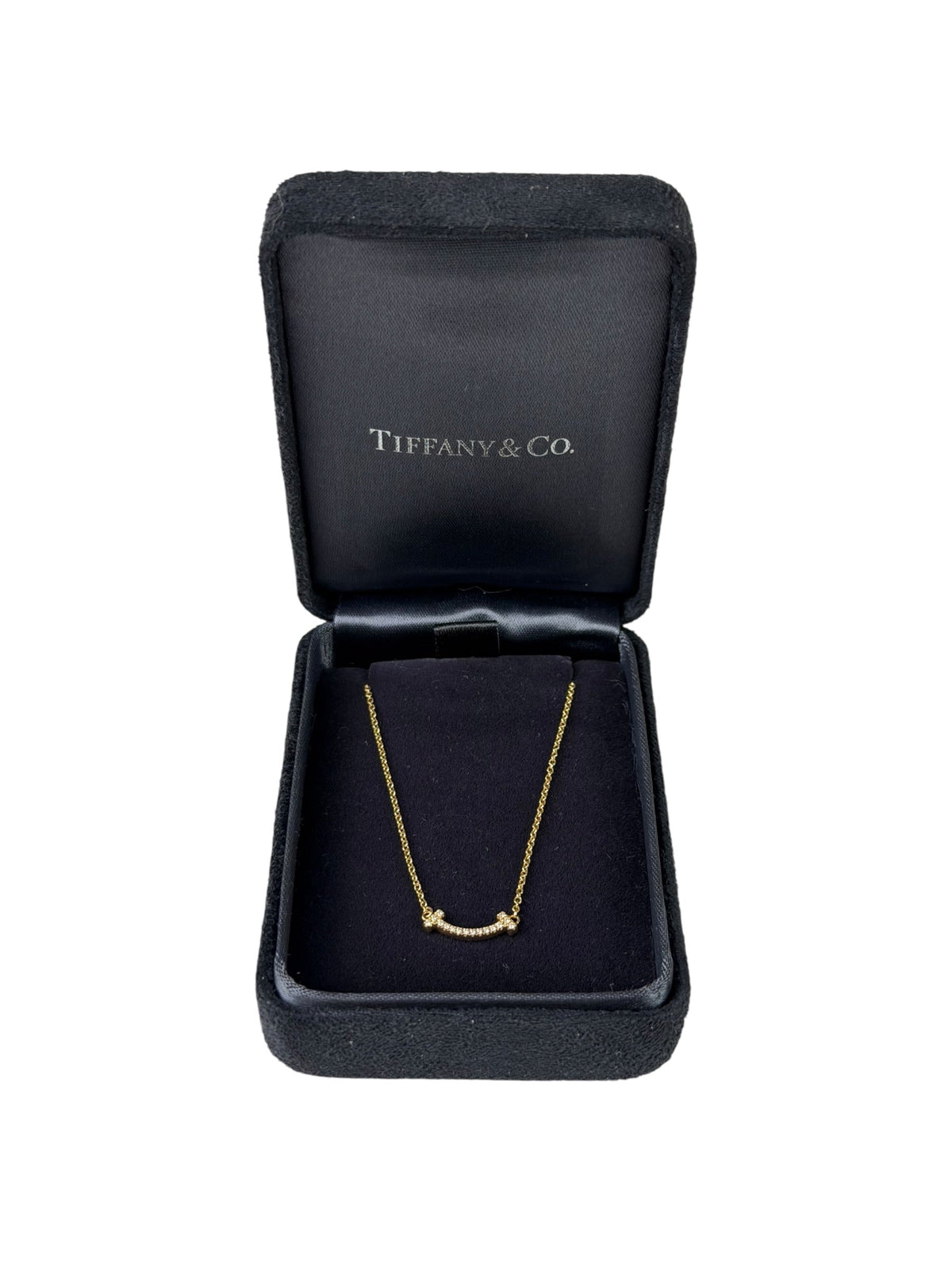 Tiffany & Co.T Smile Yellow Gold & Diamonds Pendant Necklace