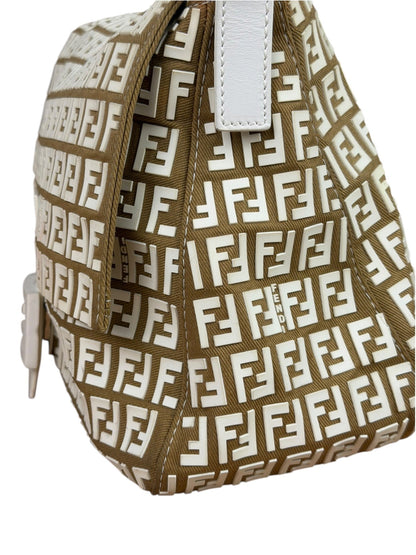 Fendi Vintage Beige Canvas Rubber FF Print Mamma Baguette