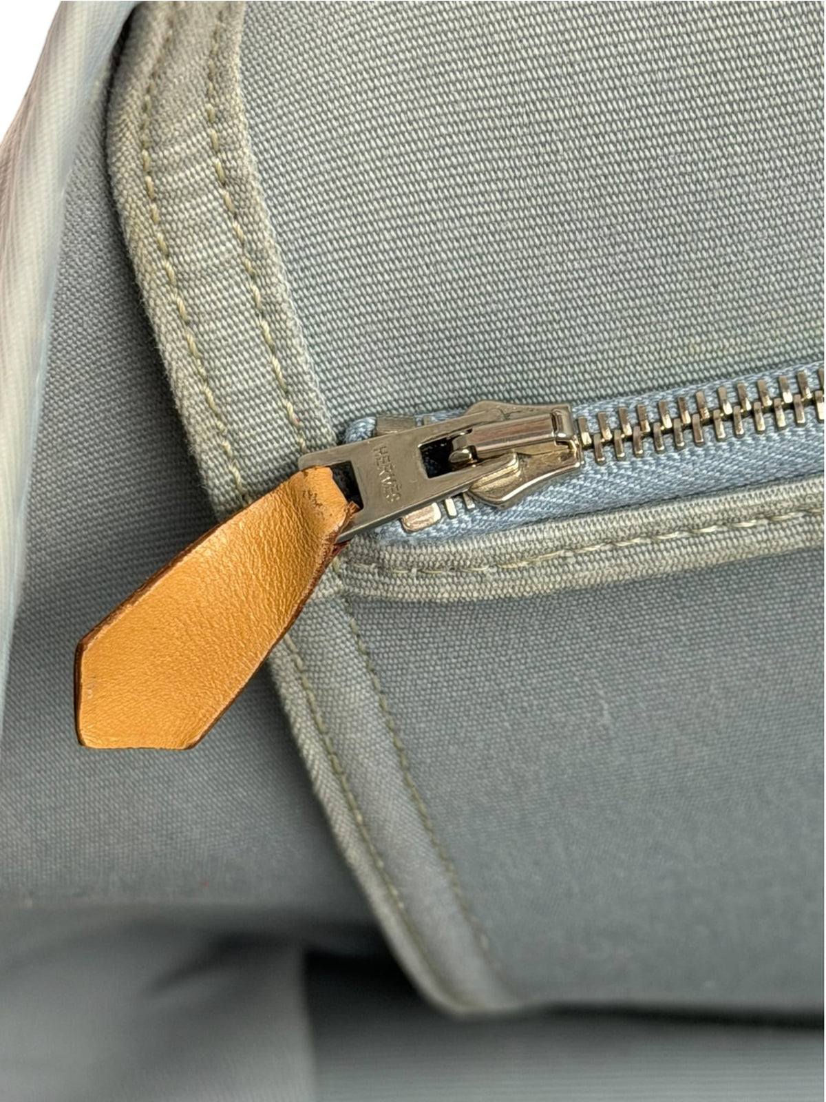 Hermes Light Blue Canvas Leather Trim Cabag Elan Tote