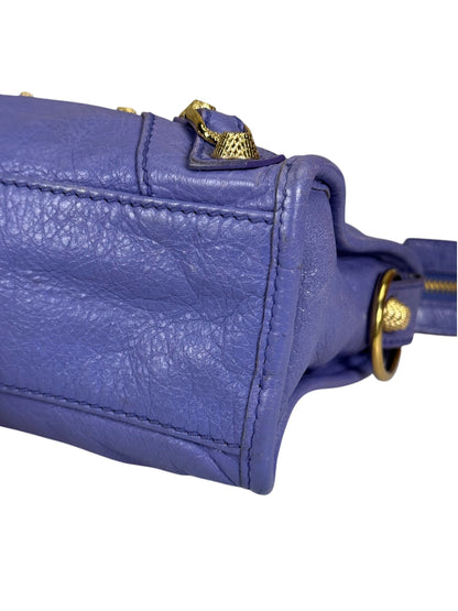 Balenciaga Purple Lambskin Moto City Two-Way Bag