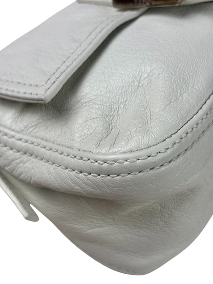 Fendi White Leather Baguette
