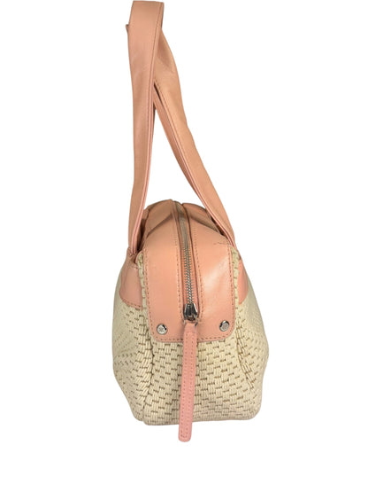 Chanel Cream/Pink Leather Lax Crochet Bowler Shoulder Bag 2004