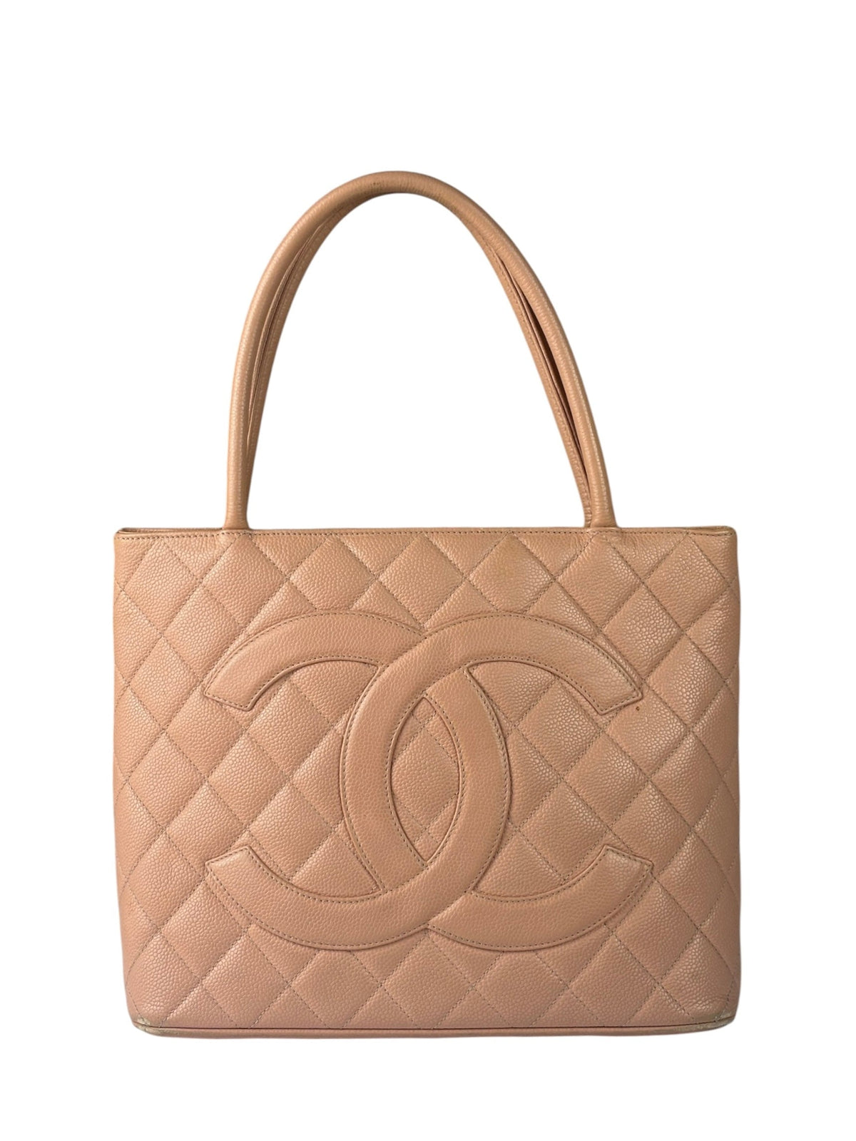 Chanel Vintage Light Pink Caviar Leather Medallion Tote Bag 2000s