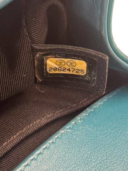 Chanel Teal Quilted Patent Leather Boy Flap Bag 2014