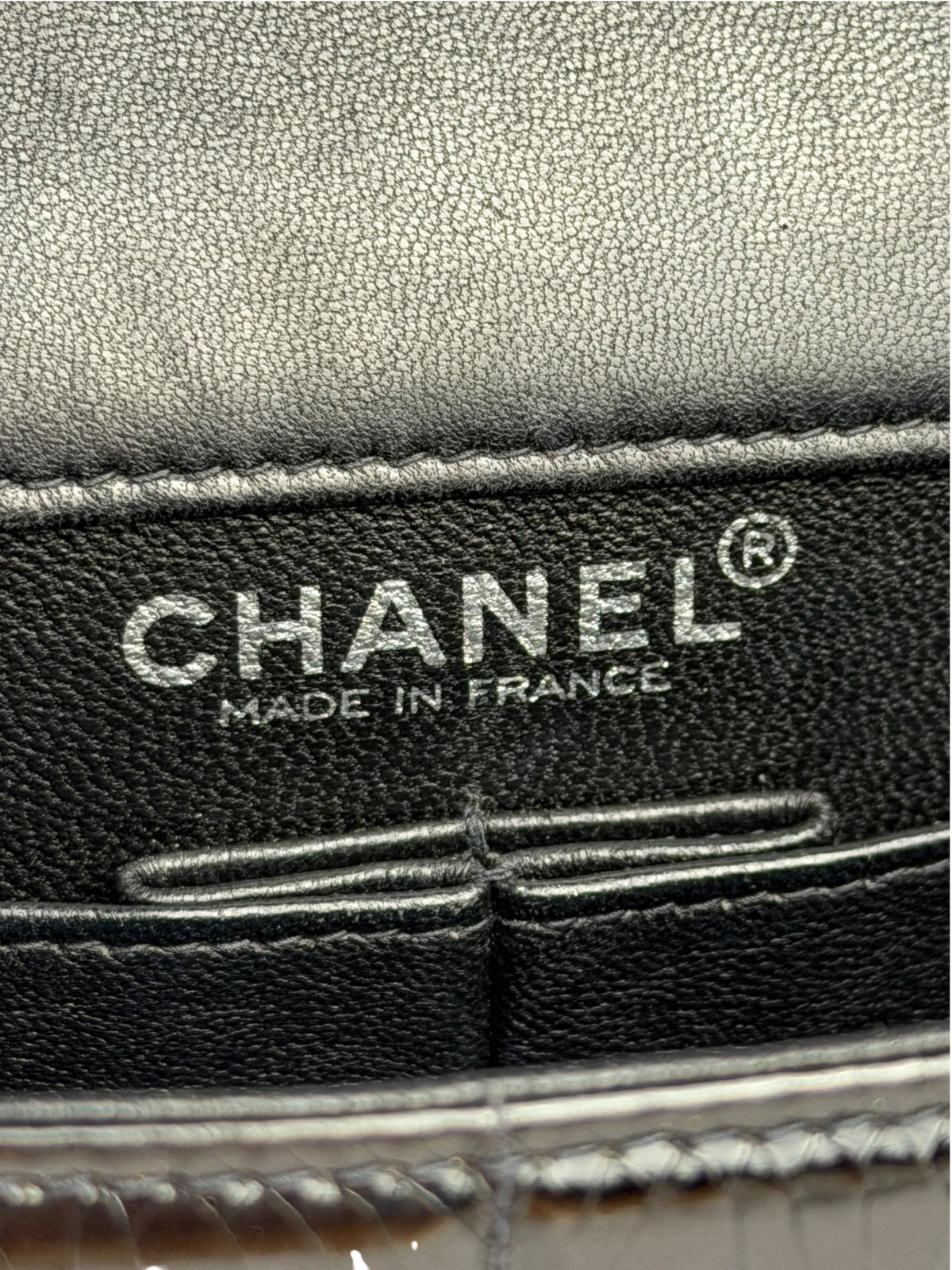 Chanel Black Patent Leather Chocolate Bar Flap Bag 2000