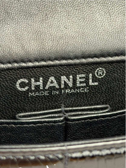 Chanel Black Patent Leather Chocolate Bar Flap Bag 2000
