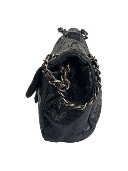 Chanel Black/Grey Quilted Calfskin Matelassè Iridescent Flap Bag 2009