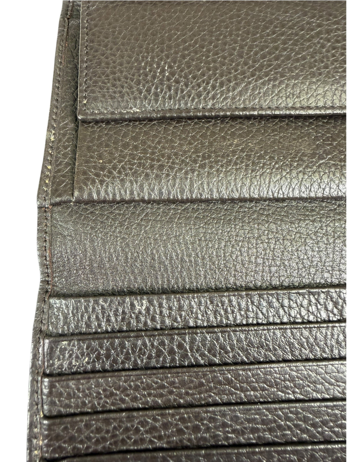 Gucci Brown Leather Trim GG TriFold Long Wallet