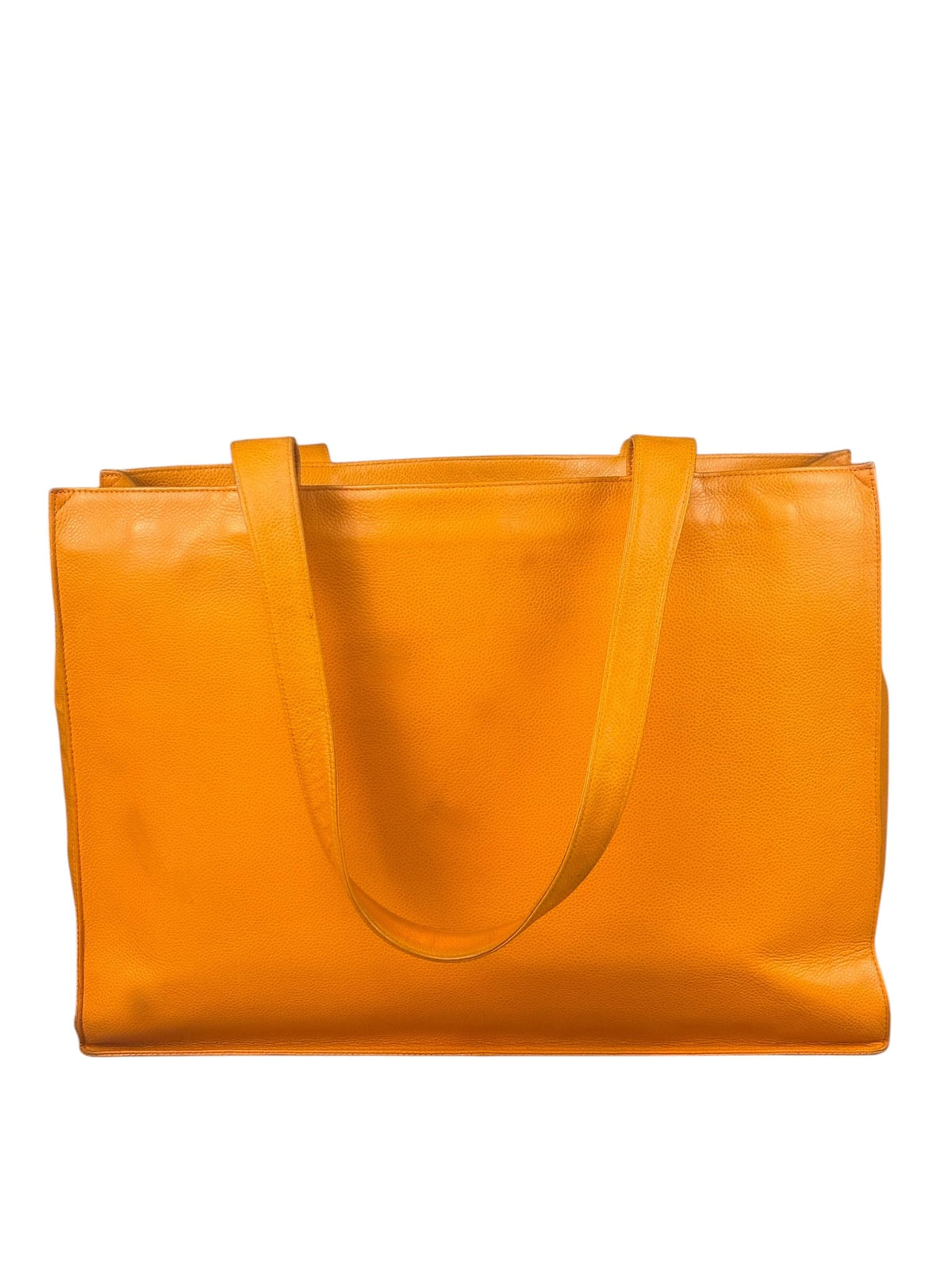 Chanel Vintage Orange Caviar Leather Tote 1989