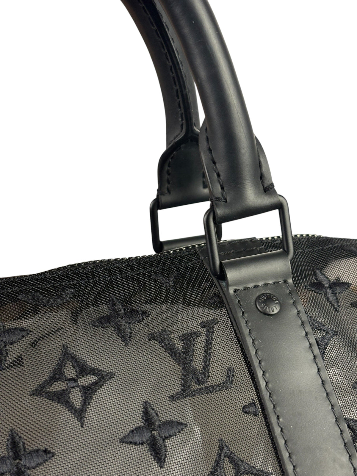 Louis Vuitton x Virgil Abloh Black Leather Trim Monogram Keepall 50