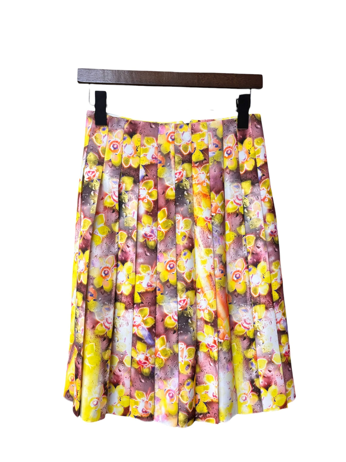 Prada Pleated Floral Long Skirt
