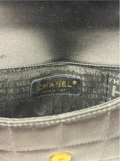 Chanel Black Satin Chocolate Bar Mini East-West Flap Bag