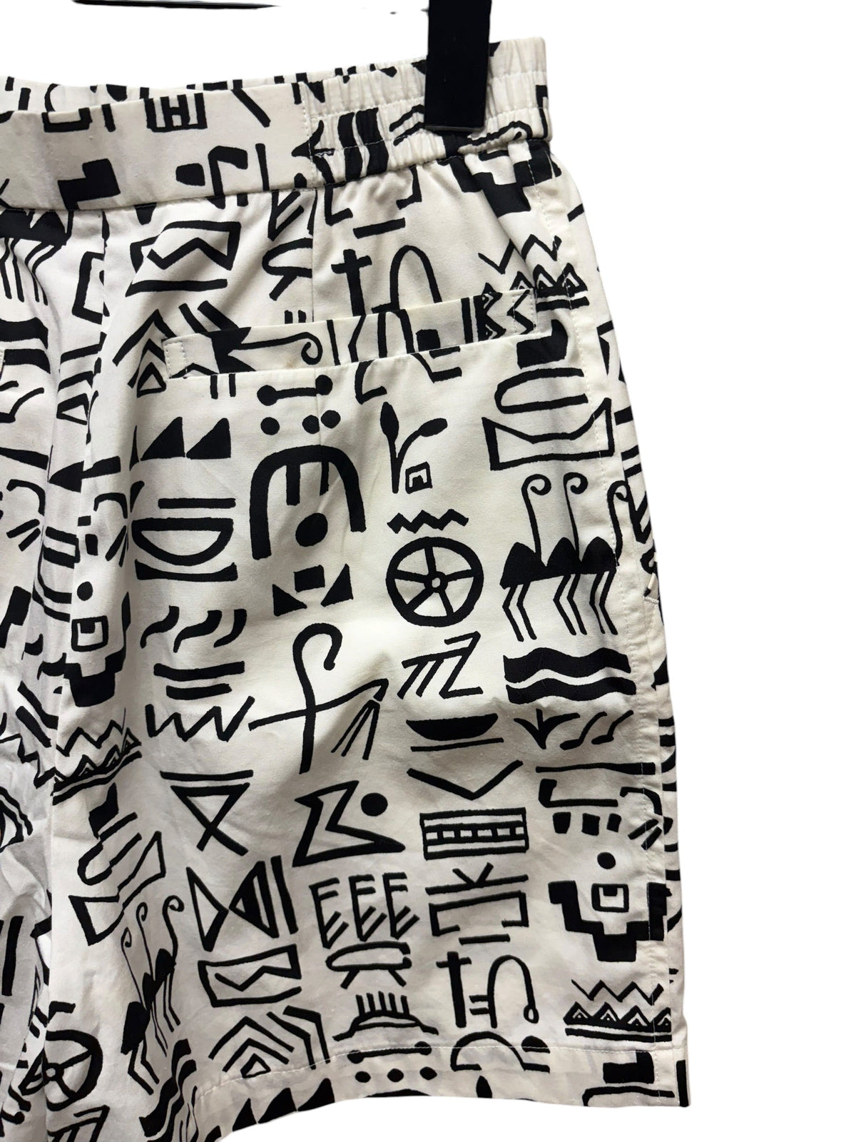 Christian Dior White/Black Hieroglyphic Style Print Sports Shorts
