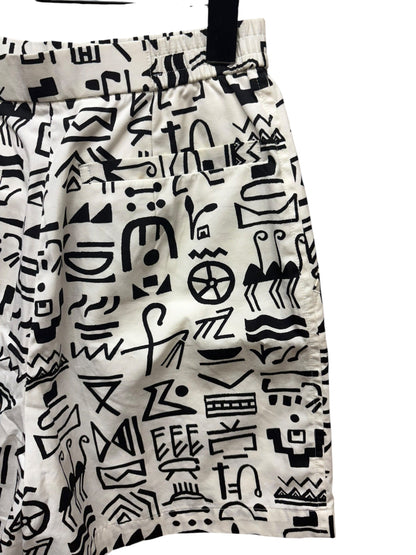 Christian Dior White/Black Hieroglyphic Style Print Sports Shorts