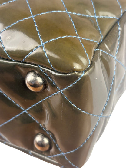 Chanel Green Quilted Patent Leather Reissue XL Tote 2011