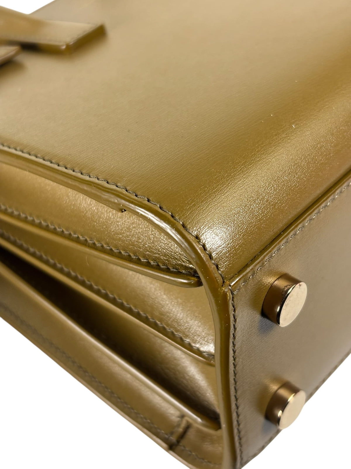 YSL Green Ink Leather King Palm Nano Two-Way Tote
