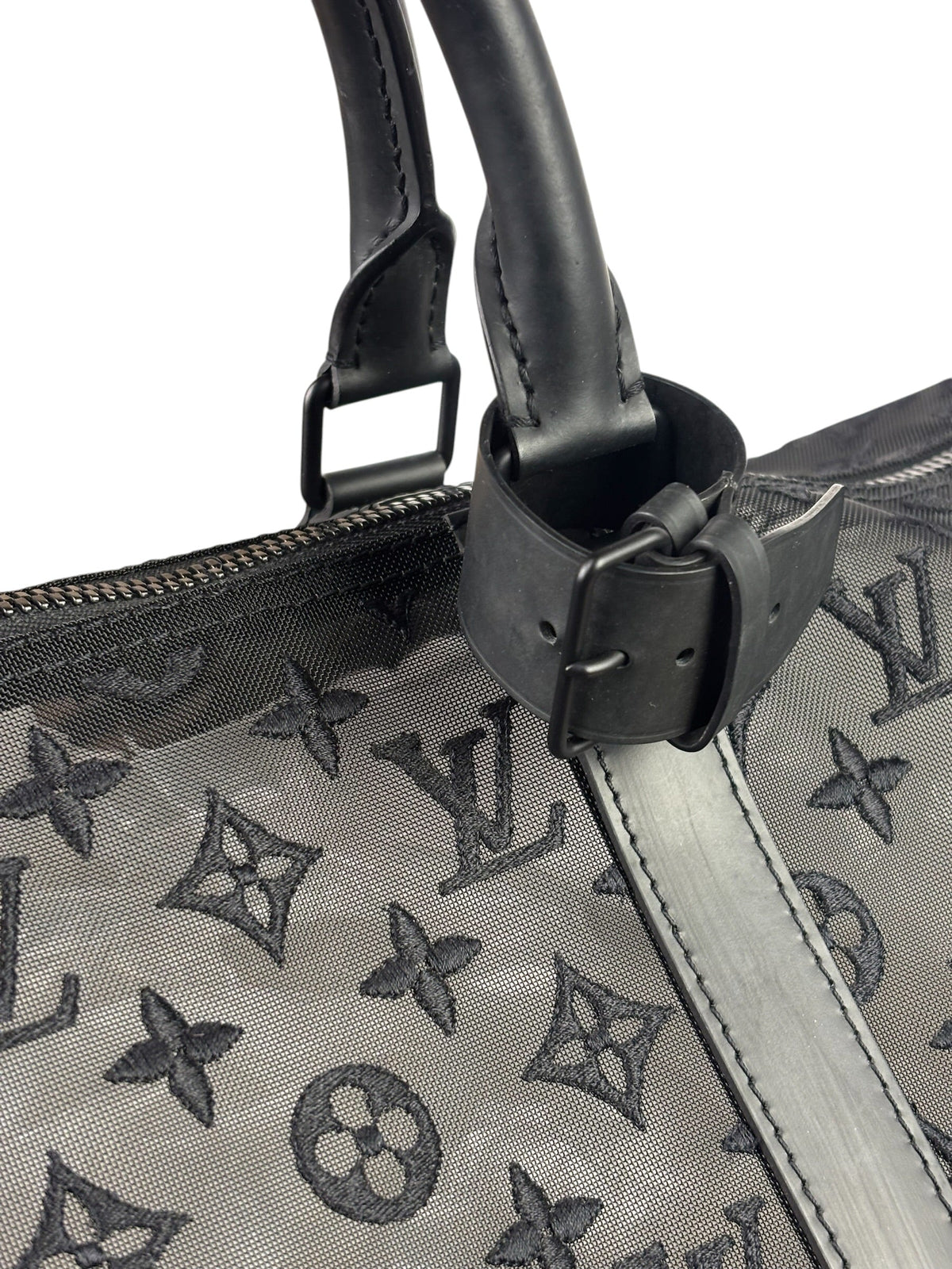 Louis Vuitton x Virgil Abloh Black Leather Trim Monogram Keepall 50