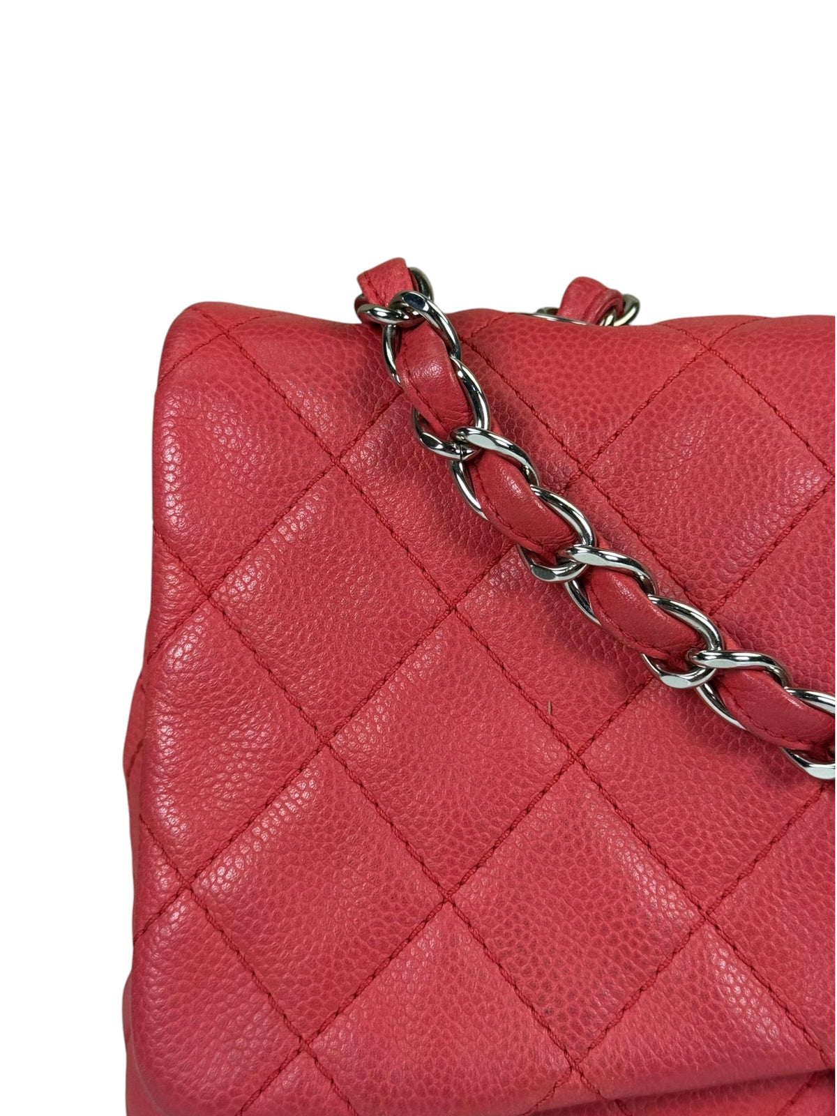 Chanel Red Quilted Caviar Leather Flap Bag 2008