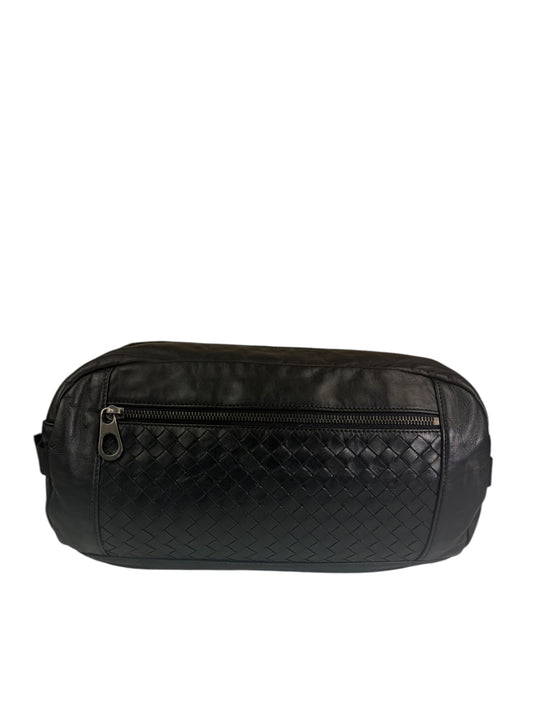 Bottega Veneta Black Leather Intrecciato Trim Belt Bag