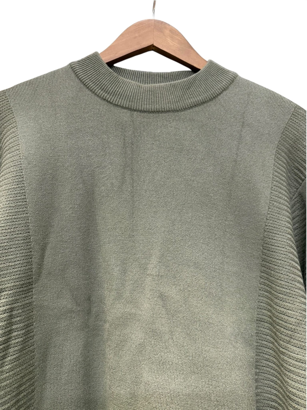 Issey Miyake Pleats Please Green Ribbed Knit Sweater