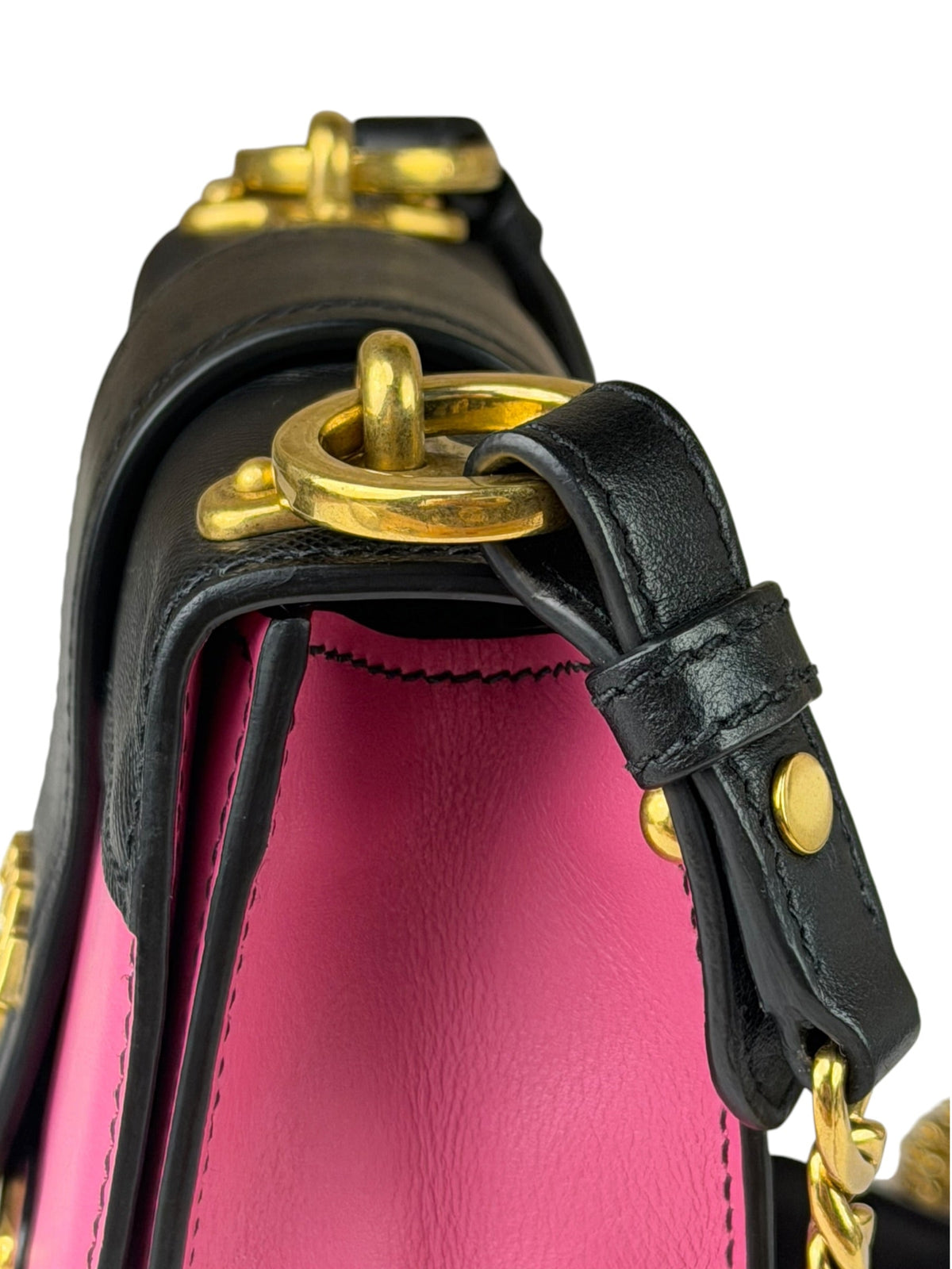 Prada Pink/Black Saffiano Leather Trim Small Cahier Crossbody Bag