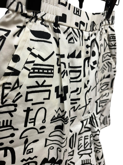 Christian Dior White/Black Hieroglyphic Style Print Sports Shorts