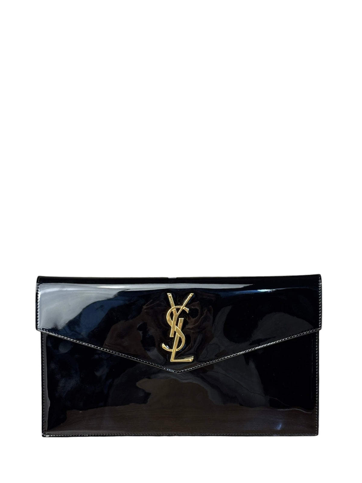 Yves Saint Laurent Black Patent Leather Uptown Pouch