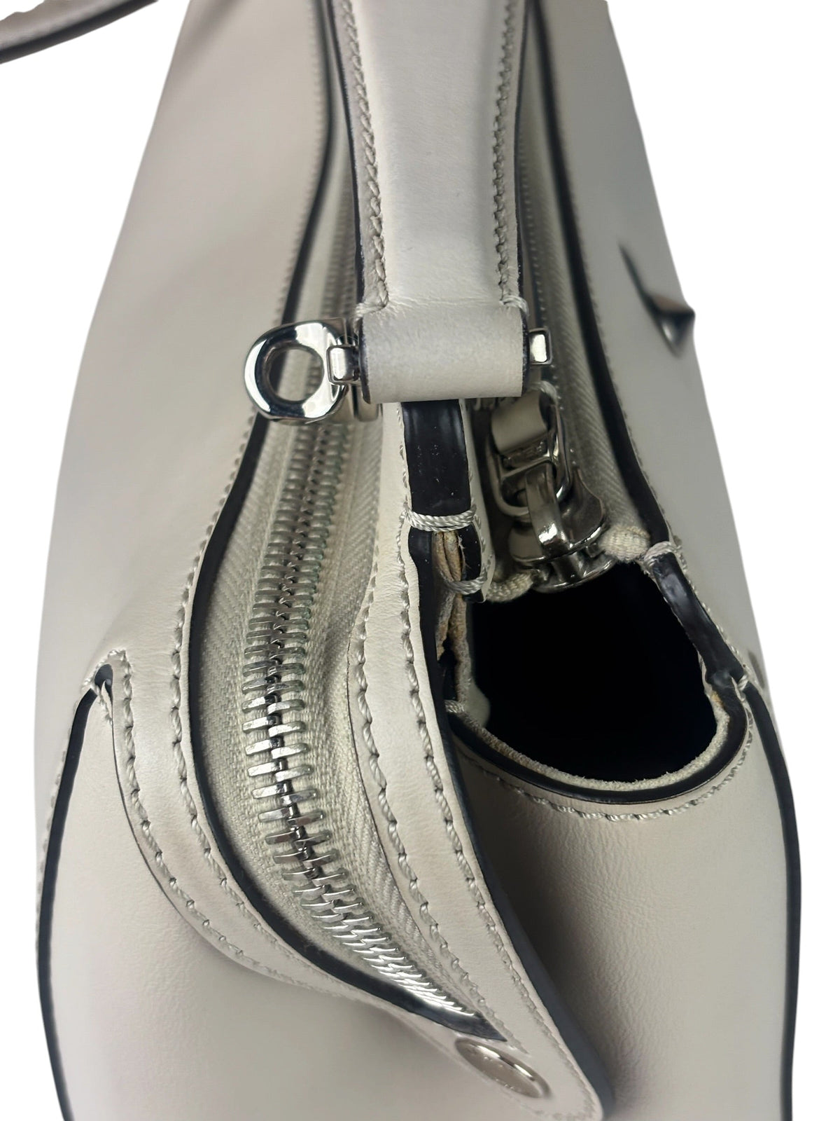 Fendi Cream Leather Latte Two-Way Bag