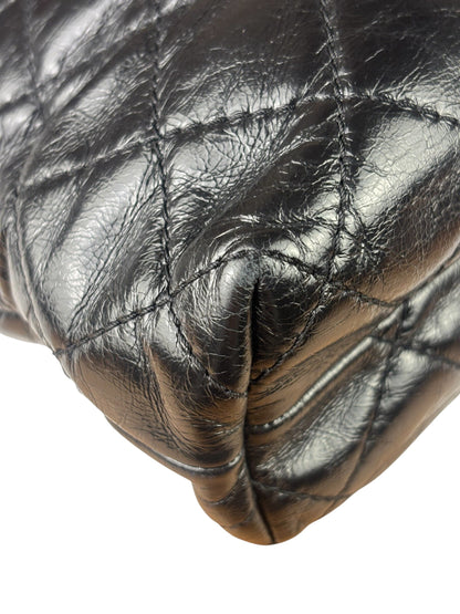 Chanel Black Quilted Lambskin Tabatiere Fold-Over Shoulder Bag 2014