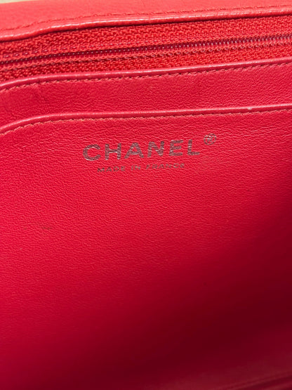 Chanel Red Quilted Caviar Leather Flap Bag 2008