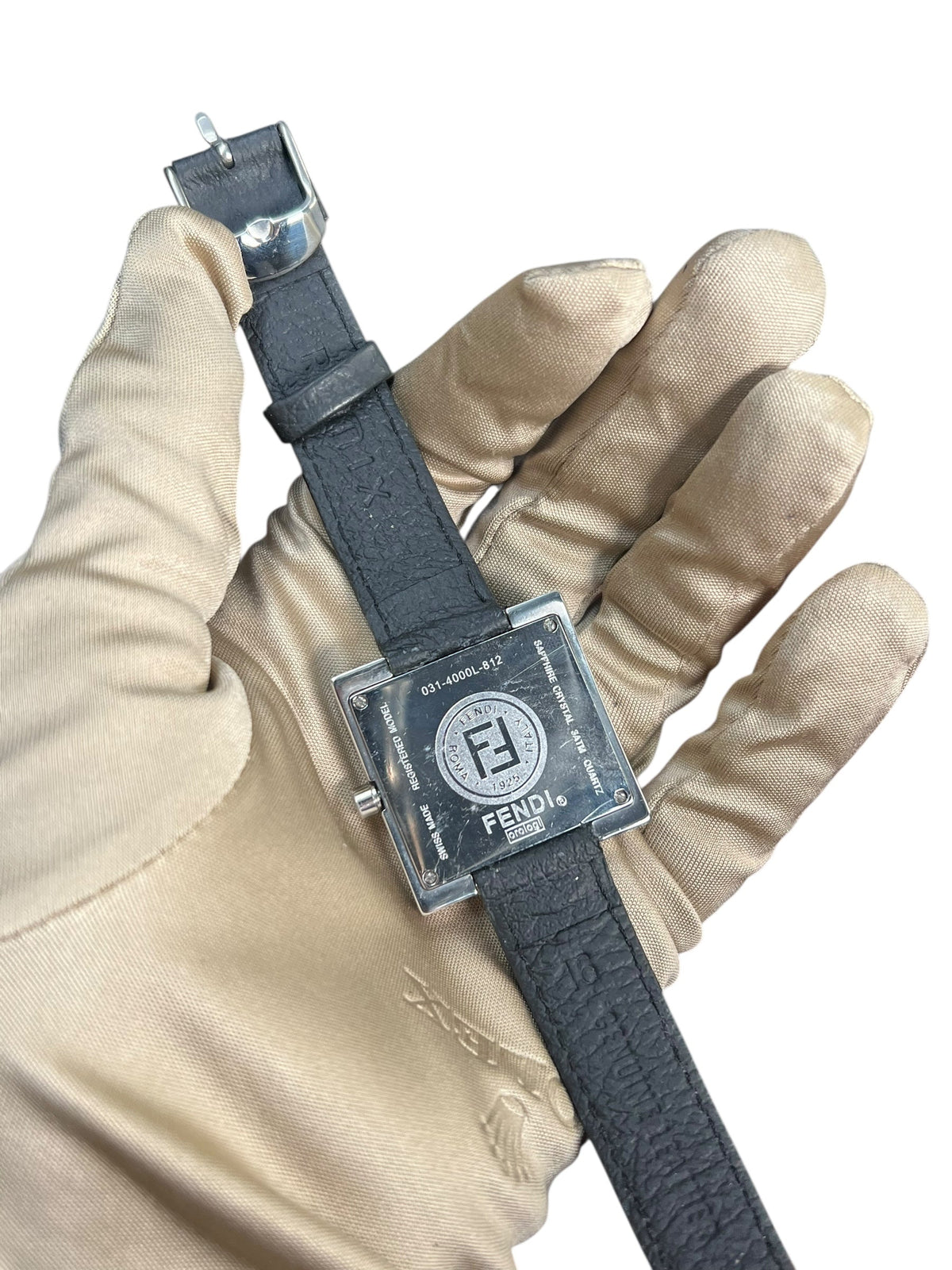 Fendi FF Black Dial Black Leather Strap