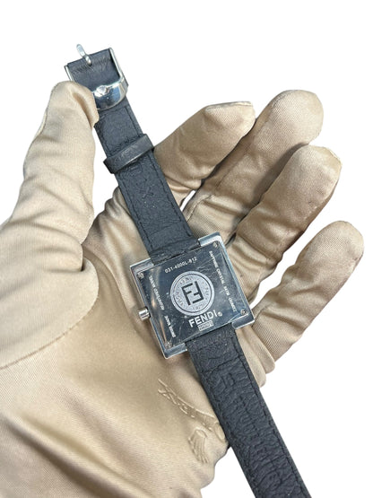 Fendi FF Black Dial Black Leather Strap