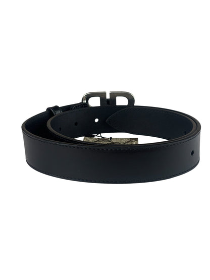 Balenciaga Black Leather BB Buckle Belt