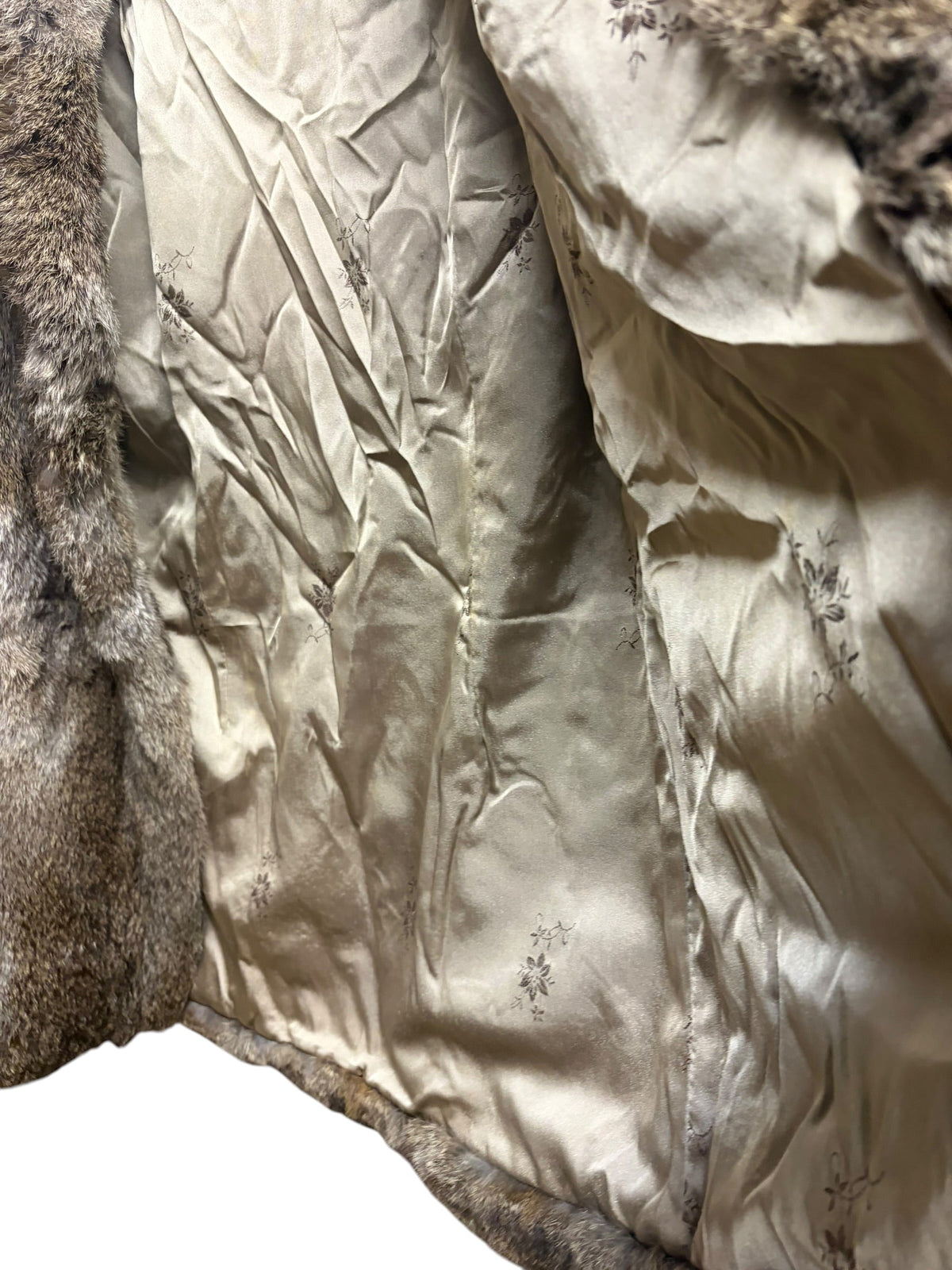 Vintage Mottled Brown Rabbit Fur Coat