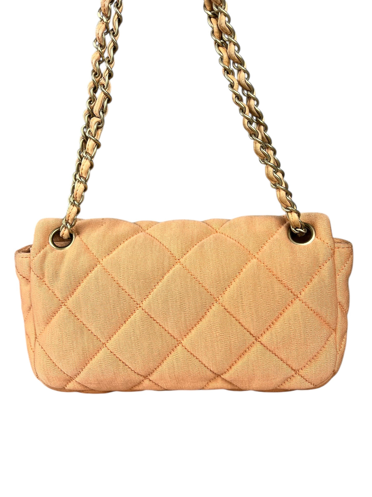 Chanel CC Peach Jersey Quilted Flap Bag