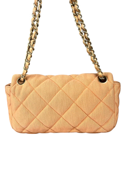 Chanel CC Peach Jersey Quilted Flap Bag
