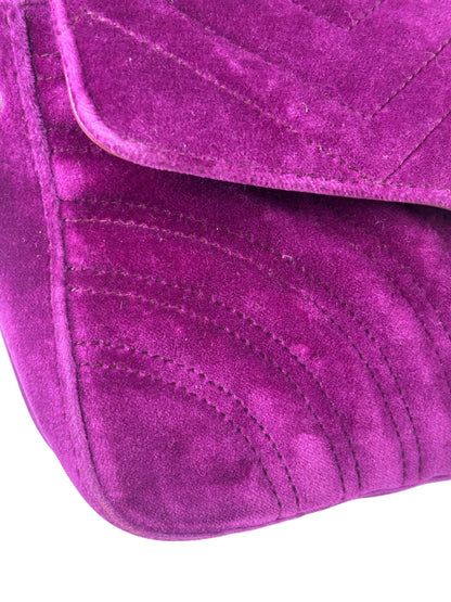 Gucci Magenta Velvet Marmont Matelasse Shoulder Bag