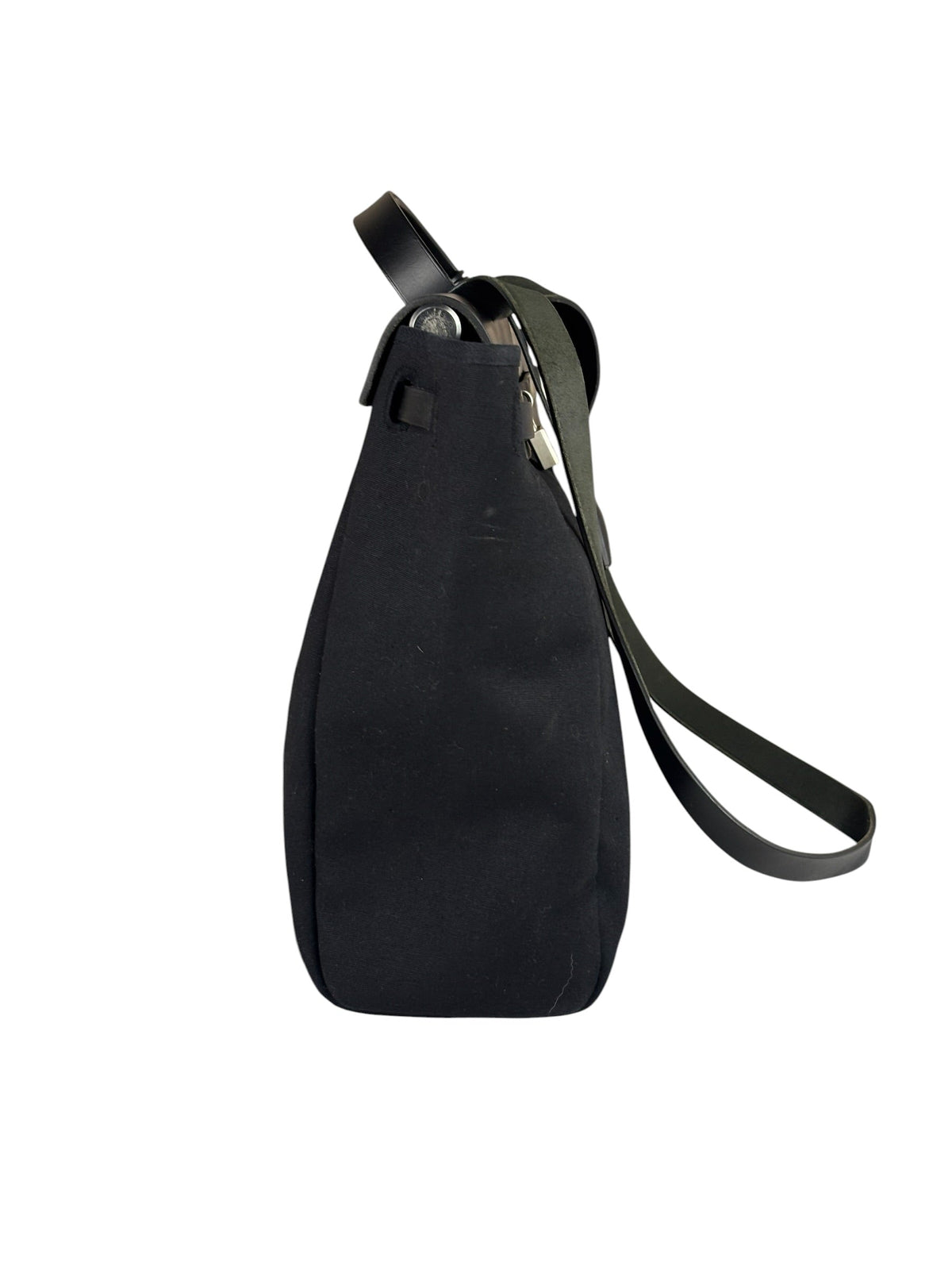 Hermes Black Leather Trim Herbag Two-Way Bag